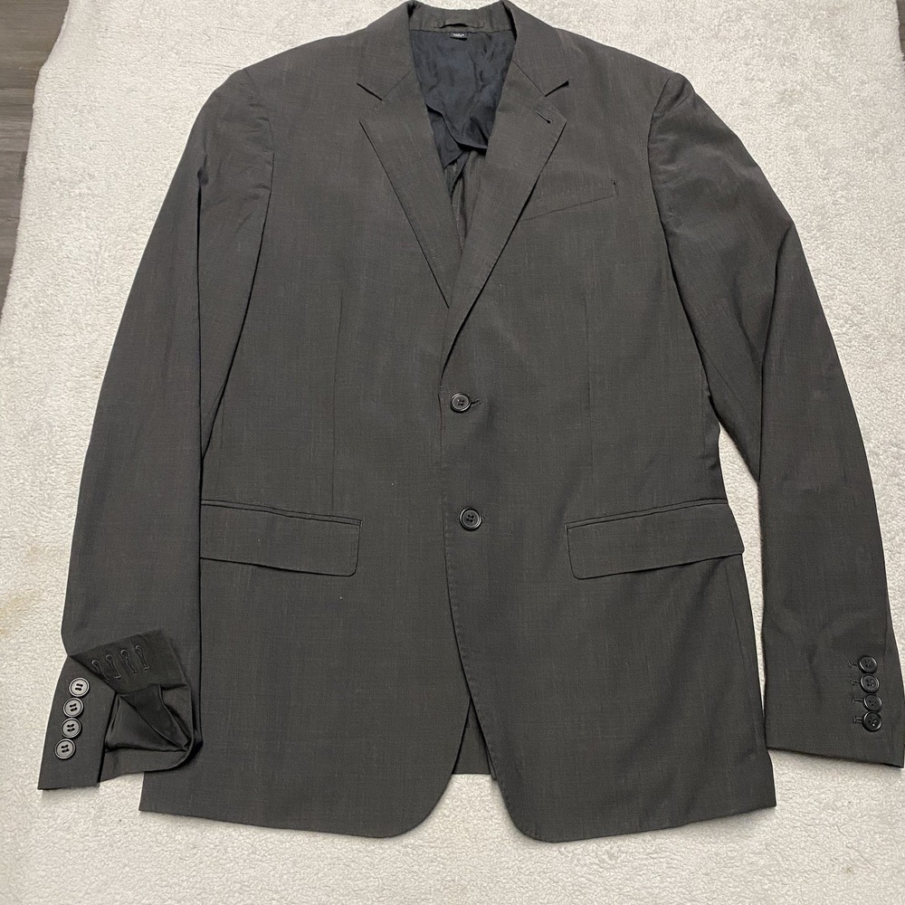 All Saints Blazer Mens Medium Charcoal Gray Wool Blend Stretch 38 Surgeon Cuff